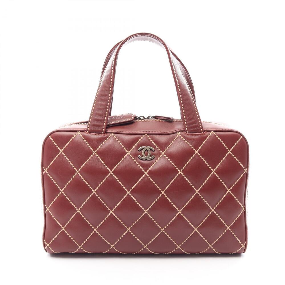 Chanel Wild Stitch Handbag Leather Brown
